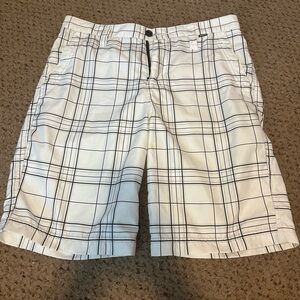 Hurley White and Black Checkered Men's Shorts